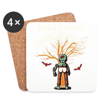 Devine quoi? Cul de zombie ! Drôle de dicton - Dessous de verre (lot de 4) - blanc - Devant