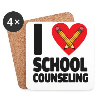 Conseiller scolaire Cœur I (Cœur) - Dessous de verre (lot de 4) - blanc - Devant