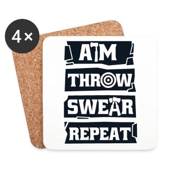 Aim Throw Swear Repeat Axe Throwing Game Axe - Coasters (set of 4) - white - Front