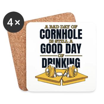 Bad Day Of Cornhole Good Day Of Drinking Boards - Coasters (set of 4) - white - Front