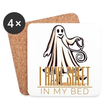 Drôle de fantôme disant costume d’Halloween - Dessous de verre (lot de 4) - blanc - Devant