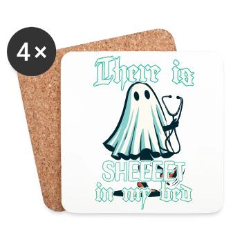 Drôles de fantômes disant dans mon lit Halloween - Dessous de verre (lot de 4) - blanc - Devant