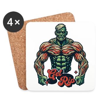 lGet RIP Muscular Zombie Bodybuilder - Coasters (set of 4) - white - Front