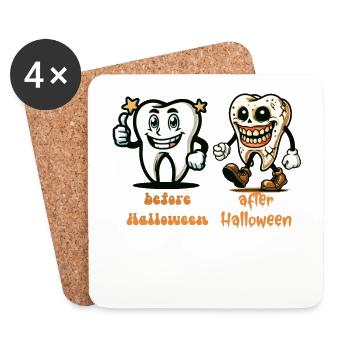 Dents Avant Halloween Drôle Dicton Design - Dessous de verre (lot de 4) - blanc - Devant