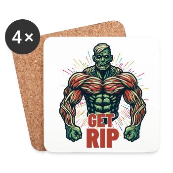 Get RIP Muskulöser Zombie Bodybuilder Spruch - Untersetzer (4er-Set) - Weiß - Vorne