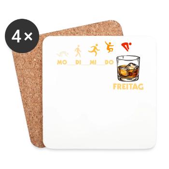 Fête du vendredi ! Le whisky, idée cadeau, pour les connaisseurs - Dessous de verre (lot de 4) - blanc - Devant