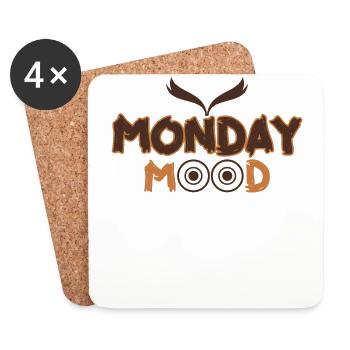 Monday Mood, Eule, Statement funny Montags Montag - Coasters (set of 4) - white - Front