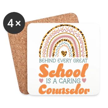 School Counselor Rainbow Behind - Coasters (set of 4) - white - Front