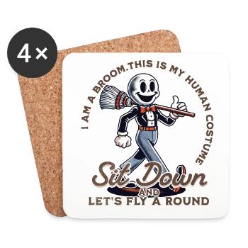 Funny Halloween Saying I'm a Broom - Coasters (set of 4) - white - Front