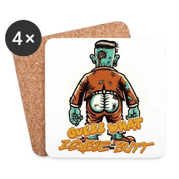 Zombie Hintern Lustiger Spruch Halloweenkostüm - Untersetzer (4er-Set) - Weiß - Vorne