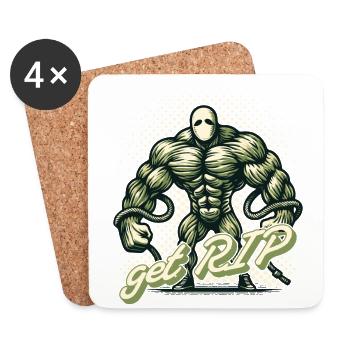 Get R.I.P Jeu de mots drôle Muscle - Dessous de verre (lot de 4) - blanc - Devant