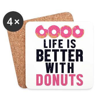 Das Leben ist besser mit Donuts Donuts Glazed Maker - Untersetzer (4er-Set) - Weiß - Vorne