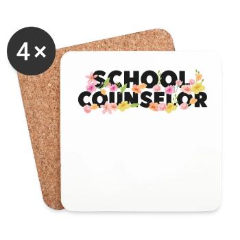 School Counselor Flower Floral - Coasters (set of 4) - white - Front