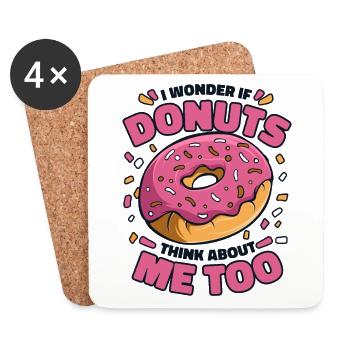 Ich frage mich, ob Donuts auch an mich denken Donut - Untersetzer (4er-Set) - Weiß - Vorne