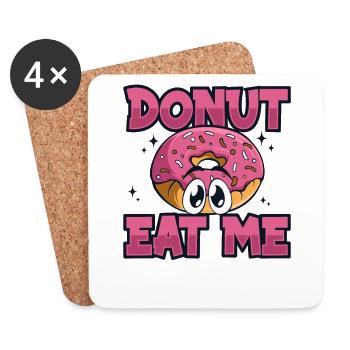 Donut Eat Me Doughnut Glazed Maker Lover Donut - Dessous de verre (lot de 4) - blanc - Devant