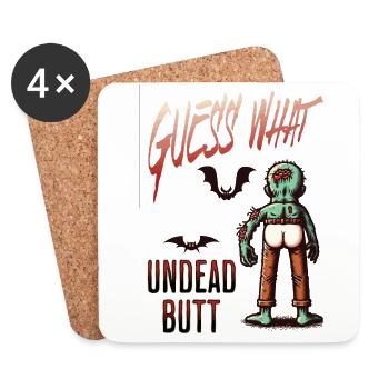 Halloween Costume Decoration Undead Butt - Coasters (set of 4) - white - Front