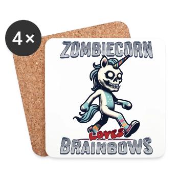 Zombicorn aime l’Halloween amusant de Brainbow - Dessous de verre (lot de 4) - blanc - Devant