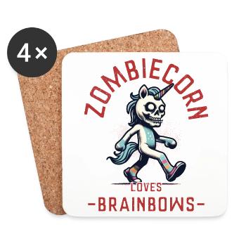 Zombiecorn aime la licorne effrayante de Brainbow - Dessous de verre (lot de 4) - blanc - Devant