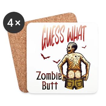 Zombie Hintern Lustiger Spruch Halloween Kostüm - Untersetzer (4er-Set) - Weiß - Vorne