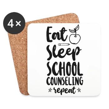 Conseillère scolaire Eat Sleep School - Dessous de verre (lot de 4) - blanc - Devant