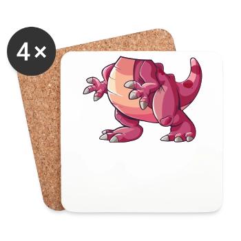 Dinosaure T-Rex Costume Rétro Halloween Enfants - Dessous de verre (lot de 4) - blanc - Devant