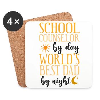 Conseiller scolaire Papa École - Dessous de verre (lot de 4) - blanc - Devant
