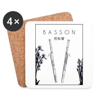 Bassoon Chinese Hanzi Bassoon Instrument Music - Coasters (set of 4) - white - Front
