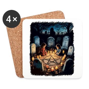 Retro Vintage Design Okkulte Beschwörung Rituale - Untersetzer (4er-Set) - Weiß - Vorne