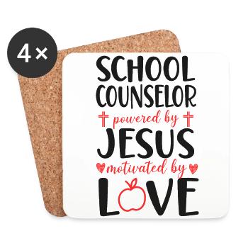 Conseiller scolaire Jesus Faith - Dessous de verre (lot de 4) - blanc - Devant
