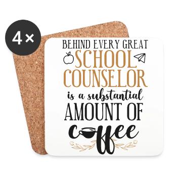 School Counselor Coffee Behind - Untersetzer (4er-Set) - Weiß - Vorne
