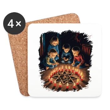 Okkulte Beschwörung Rituale Retro Vintage Design - Untersetzer (4er-Set) - Weiß - Vorne