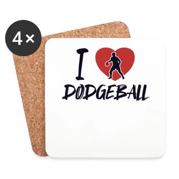 J’adore le jeu de dodgeball Prisonball Team Player - Dessous de verre (lot de 4) - blanc - Devant