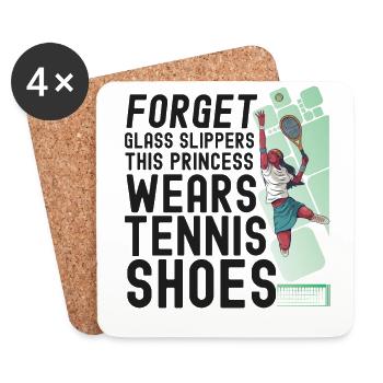 Drôle de joueur de tennis raquette fille - Dessous de verre (lot de 4) - blanc - Devant