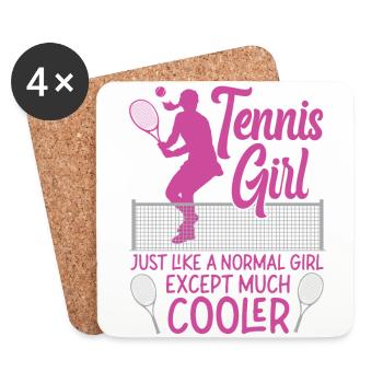 Drôle de joueur de tennis raquette fille - Dessous de verre (lot de 4) - blanc - Devant