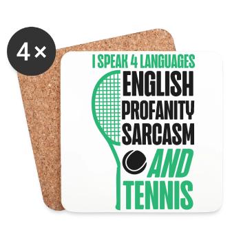 Drôle de joueur de tennis raquette je parle - Dessous de verre (lot de 4) - blanc - Devant
