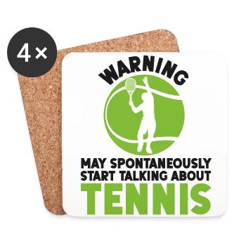 Funny Tennis Player Racket Warning - Coasters (set of 4) - white - Front