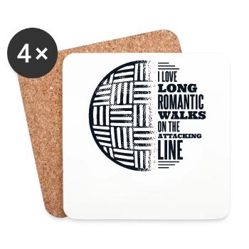 Love Long Romantic Walks On Attacking Line Team - Coasters (set of 4) - white - Front