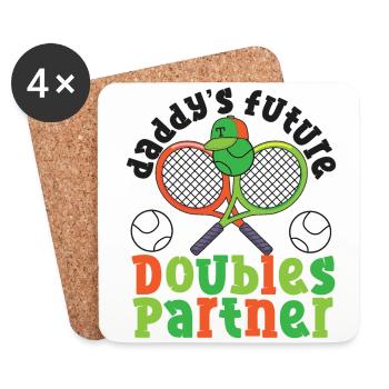 Drôle de joueur de tennis raquette papa - Dessous de verre (lot de 4) - blanc - Devant