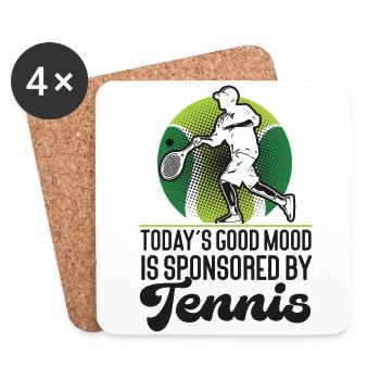 Raquette de joueur de tennis drôle d’aujourd’hui - Dessous de verre (lot de 4) - blanc - Devant