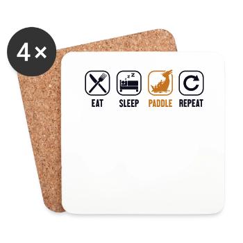Eat Sleep Paddle Repeat Drummer Team Paddler - Dessous de verre (lot de 4) - blanc - Devant