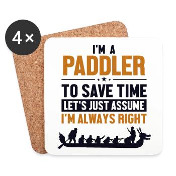 Paddler Let's Assume I'm Right Team Paddler - Coasters (set of 4) - white - Front