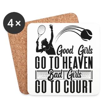 Drôle de joueur de tennis raquette fille - Dessous de verre (lot de 4) - blanc - Devant