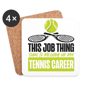 drôle de joueur de tennis raquette ceci - Dessous de verre (lot de 4) - blanc - Devant