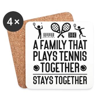 drôle de joueur de tennis raquette famille - Dessous de verre (lot de 4) - blanc - Devant
