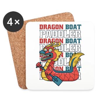 Dragon Boat Pagayeur Tambour Équipe Paddler Lover - Dessous de verre (lot de 4) - blanc - Devant