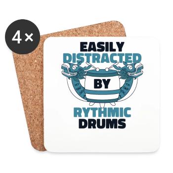 Easily Distracted By Rythmic Drums Paddler Team - Coasters (set of 4) - white - Front