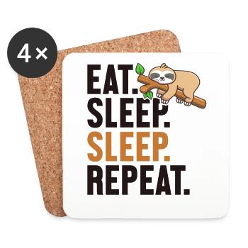 Eat Sleep Sleep Repeat Folivora Brown-Throated - Coasters (set of 4) - white - Front