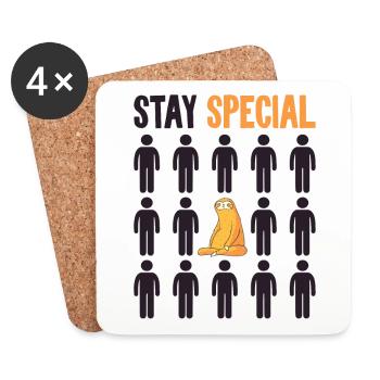 Stay Special Pilosa Folivora Brown-Throated Lover - Coasters (set of 4) - white - Front