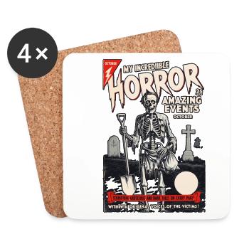 Couverture de bande dessinée drôle rétro style vintage Halloween - Dessous de verre (lot de 4) - blanc - Devant