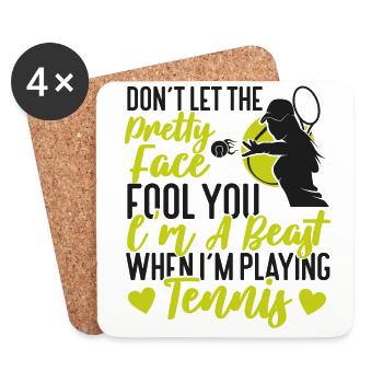 Funny Tennis Player Racket Girl - Coasters (set of 4) - white - Front